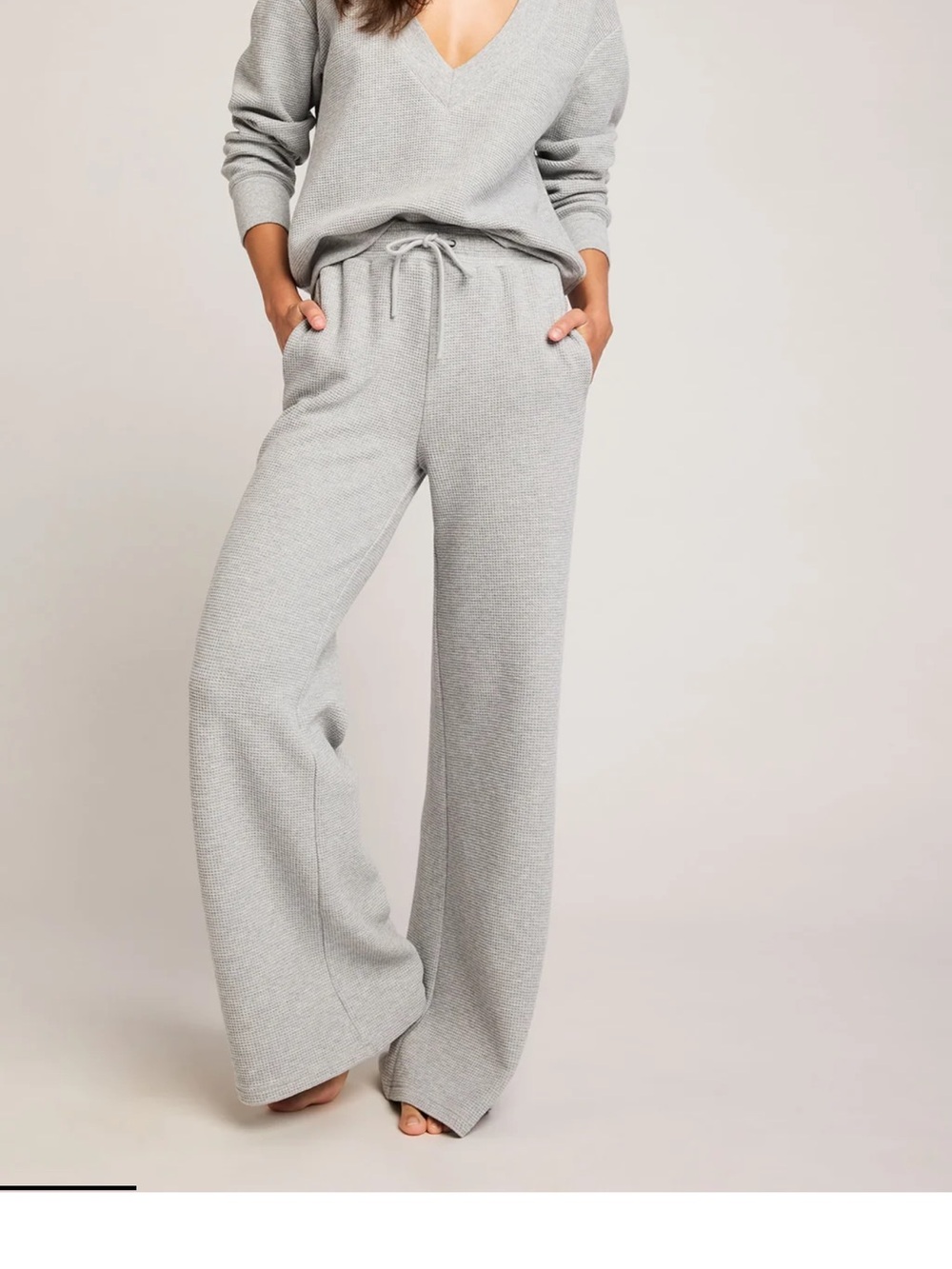 Negative underwear NWOT Women's Waffle Wide-Leg Knit Lounge Pants - LT blue smal